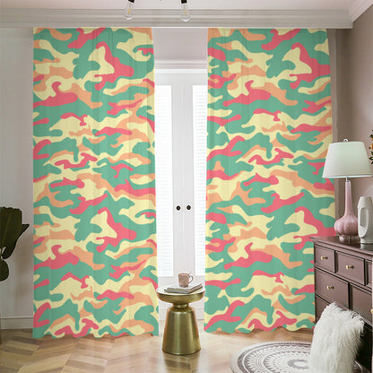 Pastel Camouflage Print Blackout Pencil Pleat Curtains