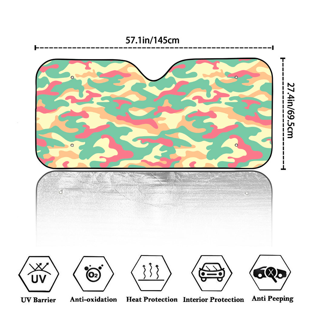 Pastel Camouflage Print Car Windshield Sun Shade