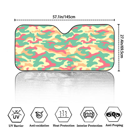 Pastel Camouflage Print Car Windshield Sun Shade