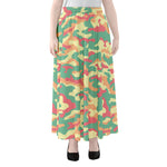 Pastel Camouflage Print Chiffon Maxi Skirt