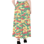 Pastel Camouflage Print Chiffon Maxi Skirt