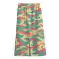 Pastel Camouflage Print Cotton Front Slit Maxi Skirt