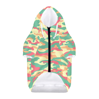 Pastel Camouflage Print Dog Zip Up Hoodie