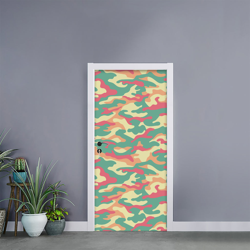 Pastel Camouflage Print Door Sticker