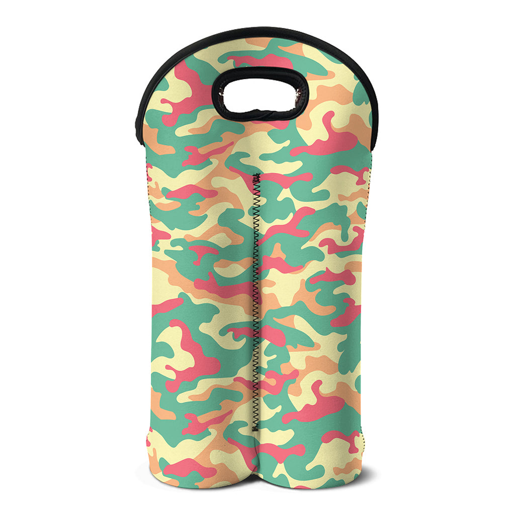 Pastel Camouflage Print Double Neoprene Wine Tote