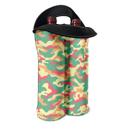 Pastel Camouflage Print Double Neoprene Wine Tote