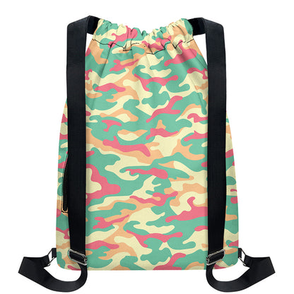 Pastel Camouflage Print Drawstring Backpack
