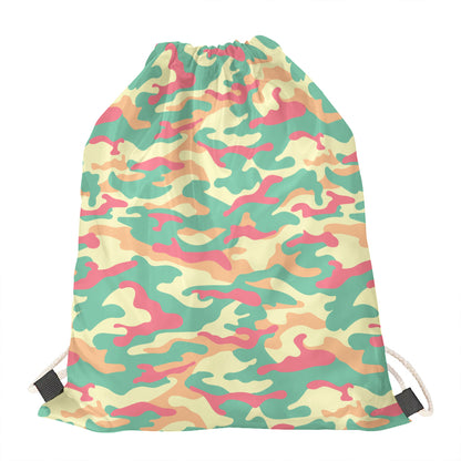 Pastel Camouflage Print Drawstring Bag