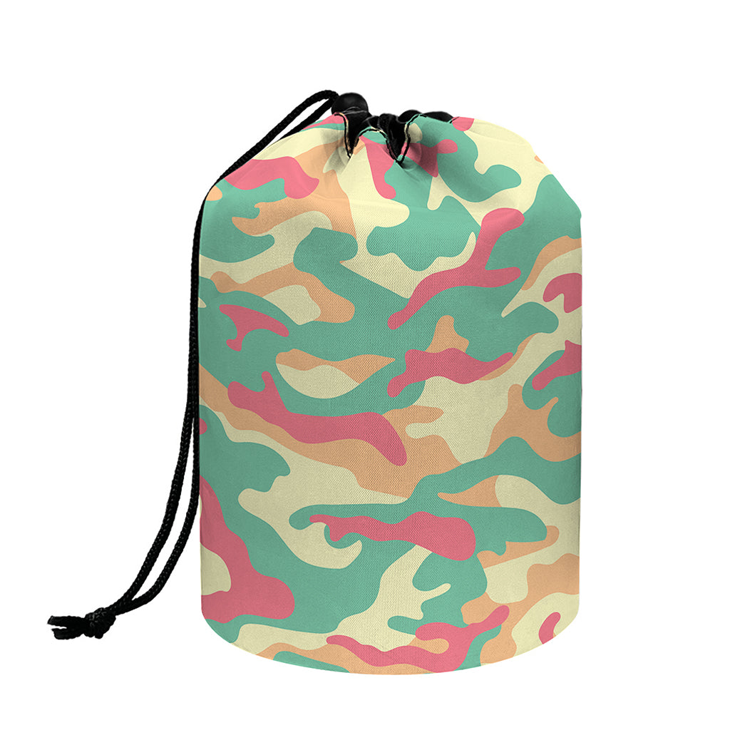 Pastel Camouflage Print Drawstring Makeup Bag