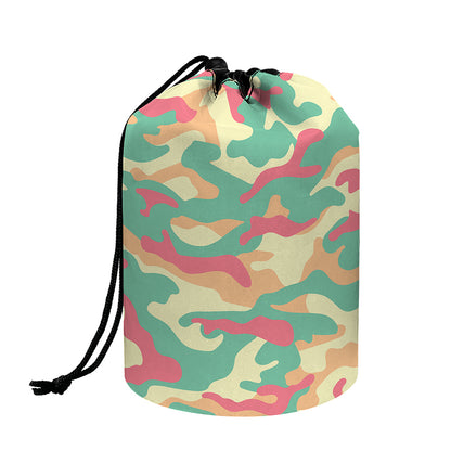Pastel Camouflage Print Drawstring Makeup Bag
