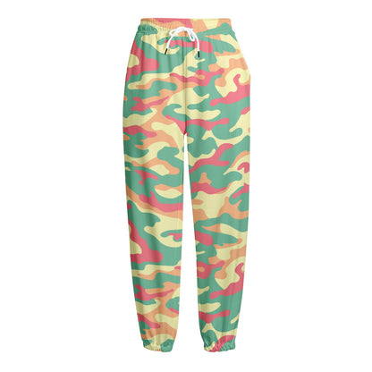 Pastel Camouflage Print Fleece Lined Knit Pants