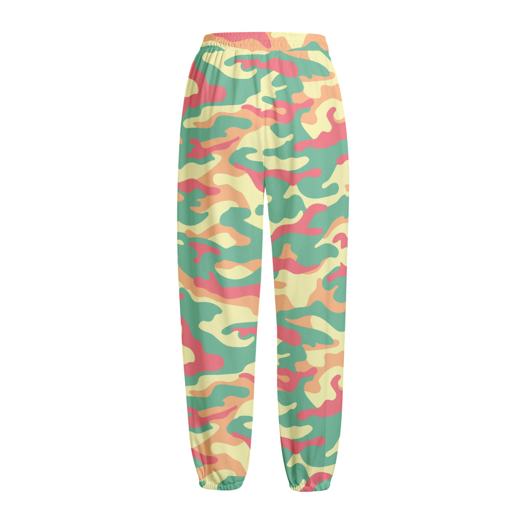 Pastel Camouflage Print Fleece Lined Knit Pants