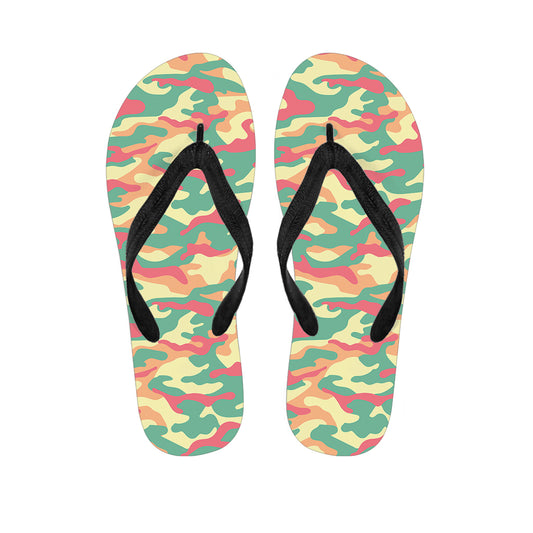 Pastel Camouflage Print Flip Flops