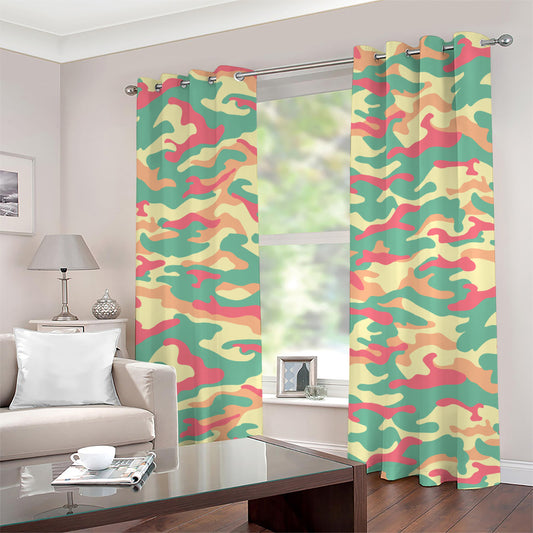 Pastel Camouflage Print Grommet Curtains