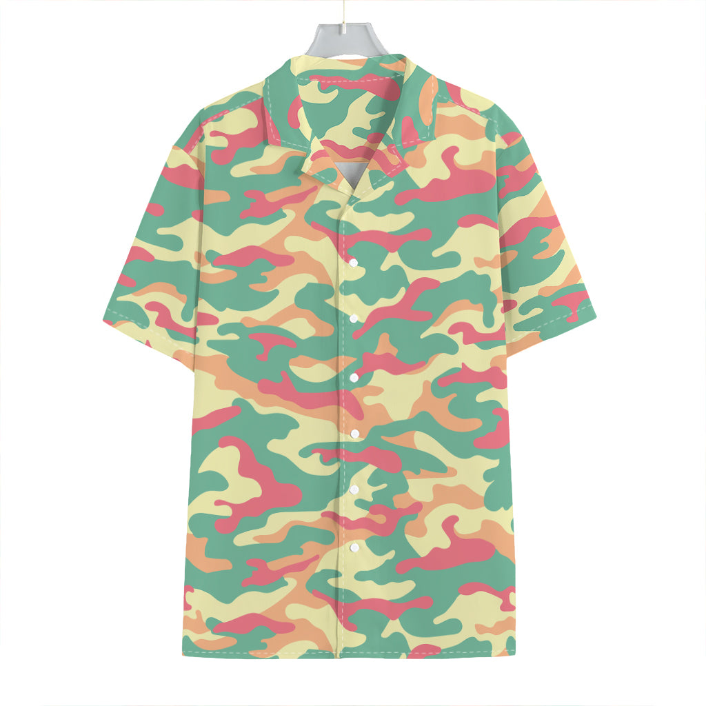 Pastel Camouflage Print Hawaiian Shirt