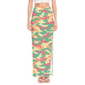 Pastel Camouflage Print High Slit Maxi Skirt