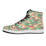 Pastel Camouflage Print High Top Leather Sneakers