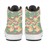 Pastel Camouflage Print High Top Leather Sneakers