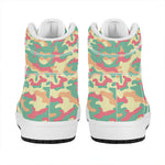 Pastel Camouflage Print High Top Leather Sneakers