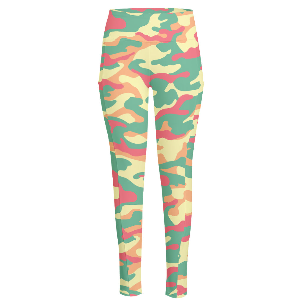Pastel Camouflage Print High-Waisted Pocket Leggings