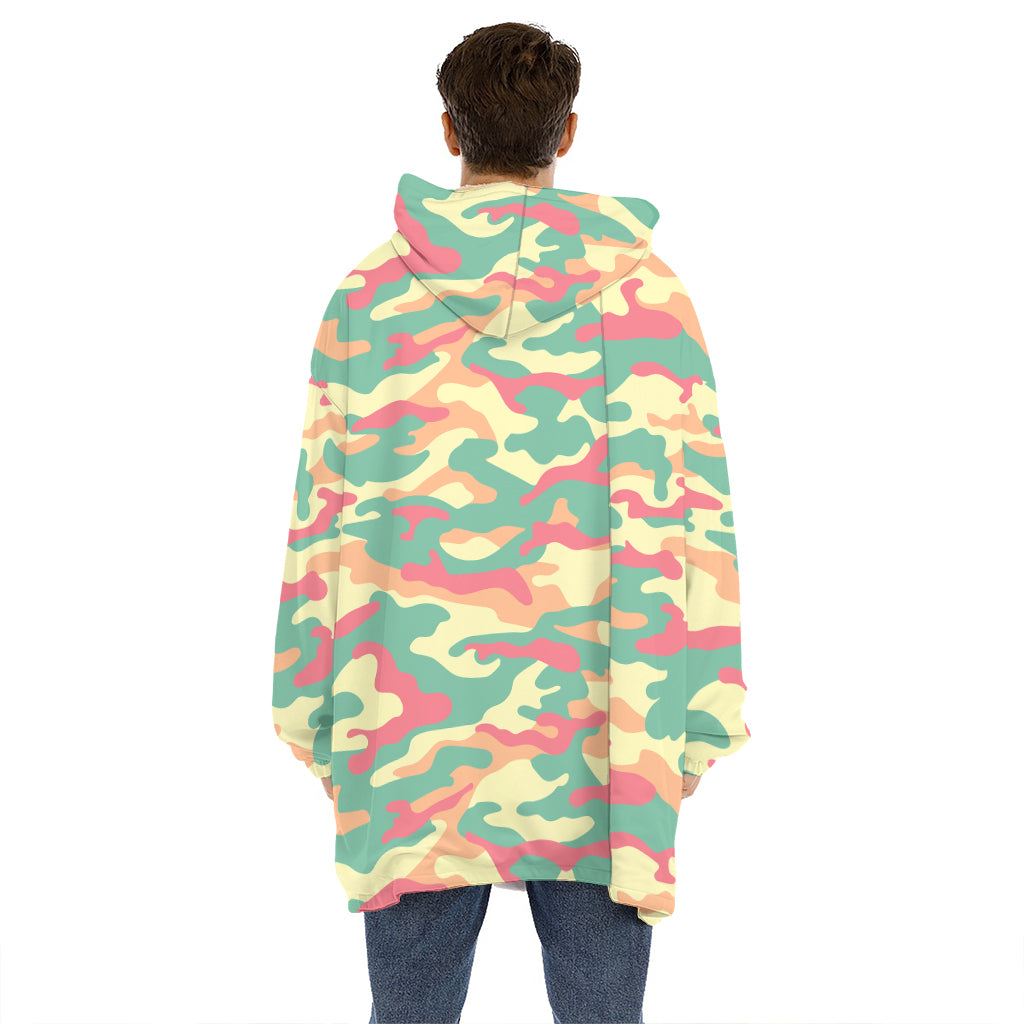 Pastel Camouflage Print Hoodie Blanket