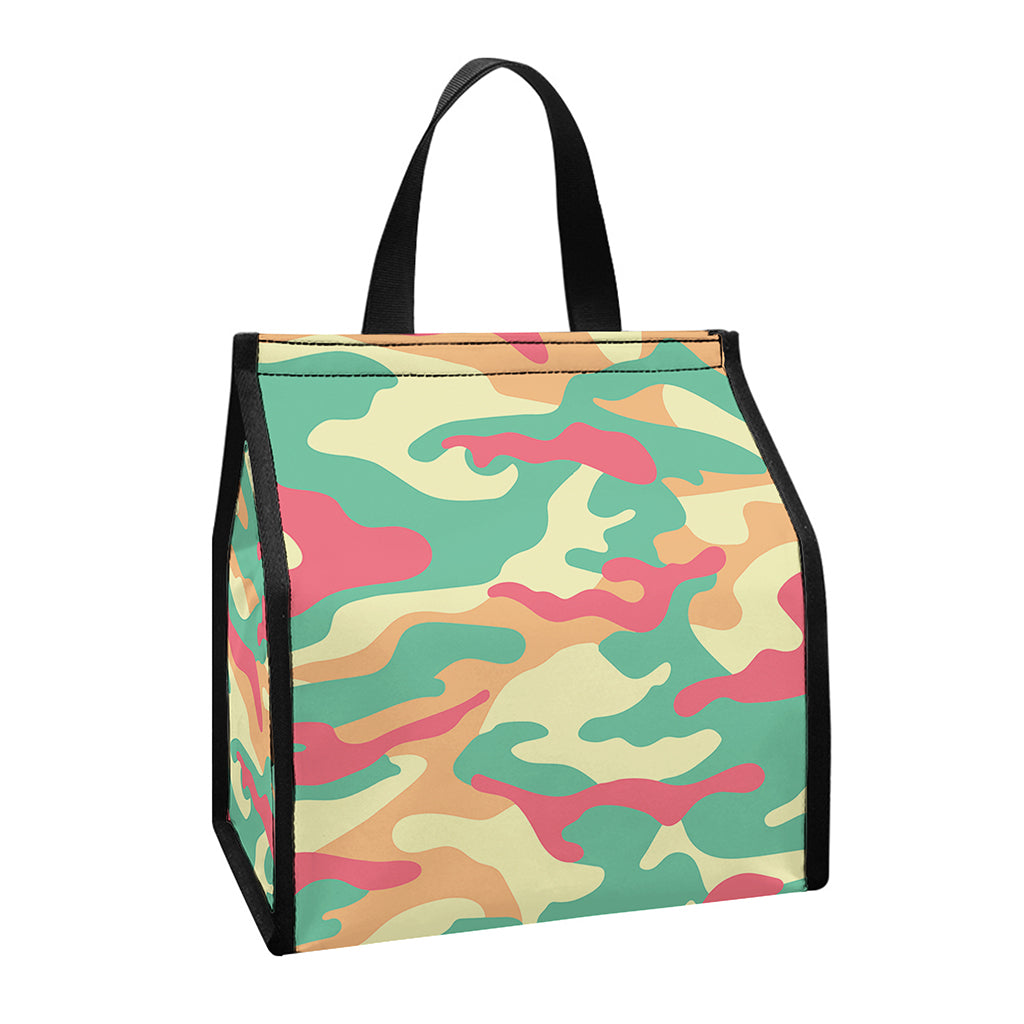 Pastel Camouflage Print Insulated Lunch Tote