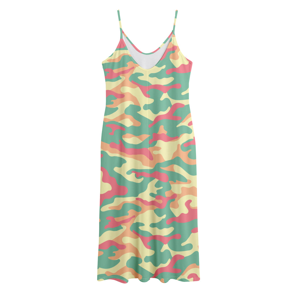 Pastel Camouflage Print Jersey Midi Cami Dress
