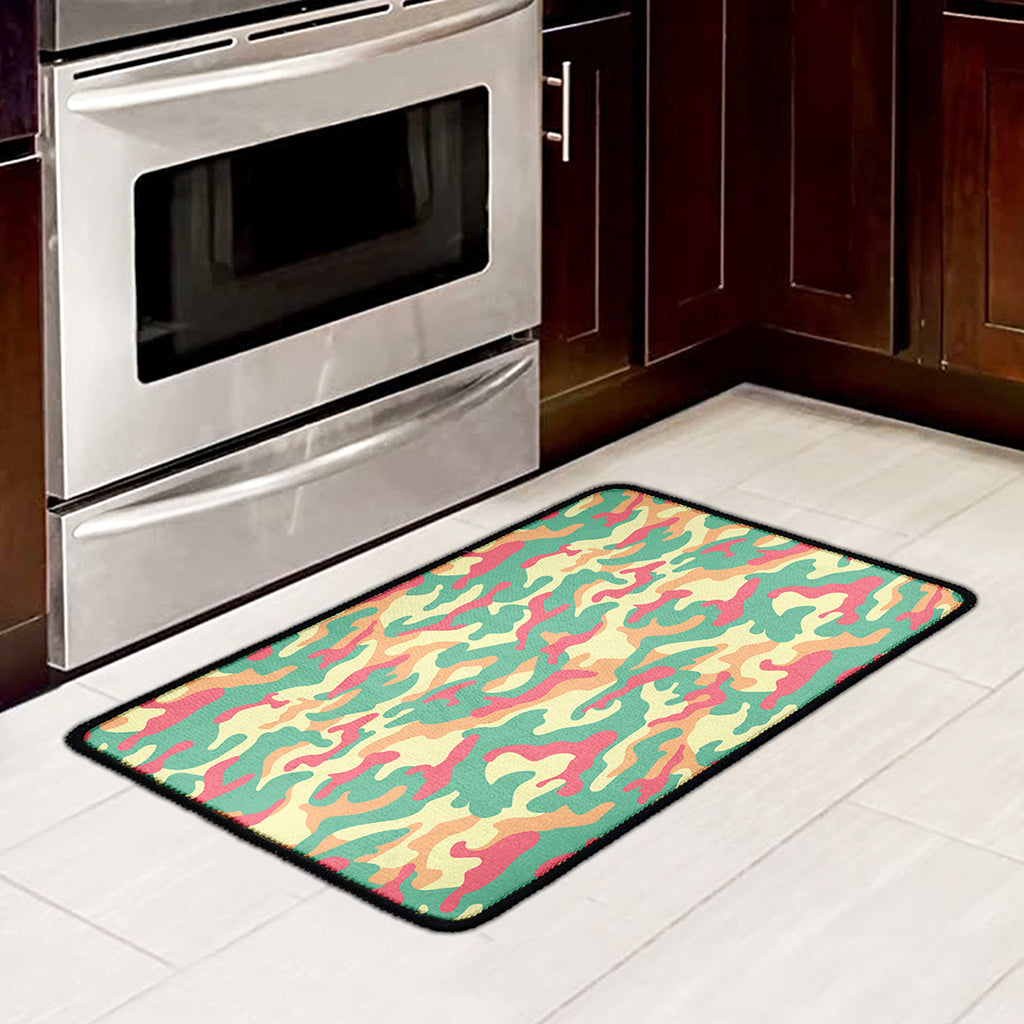 Pastel Camouflage Print Kitchen Mat