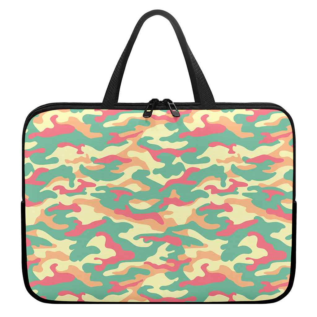 Pastel Camouflage Print Laptop Sleeve With Handle