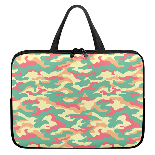 Pastel Camouflage Print Laptop Sleeve With Handle