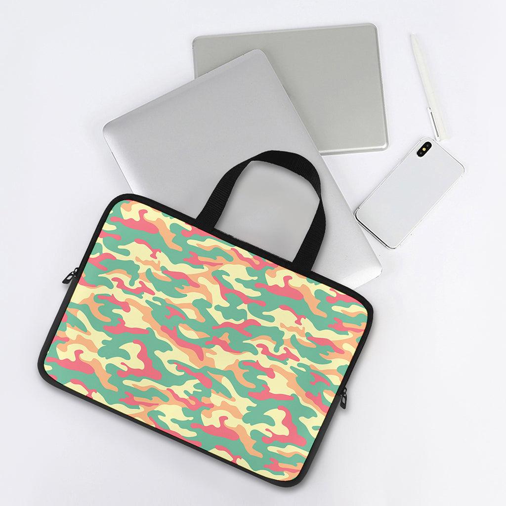 Pastel Camouflage Print Laptop Sleeve With Handle