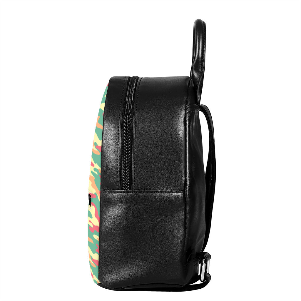 Pastel Camouflage Print Leather Backpack