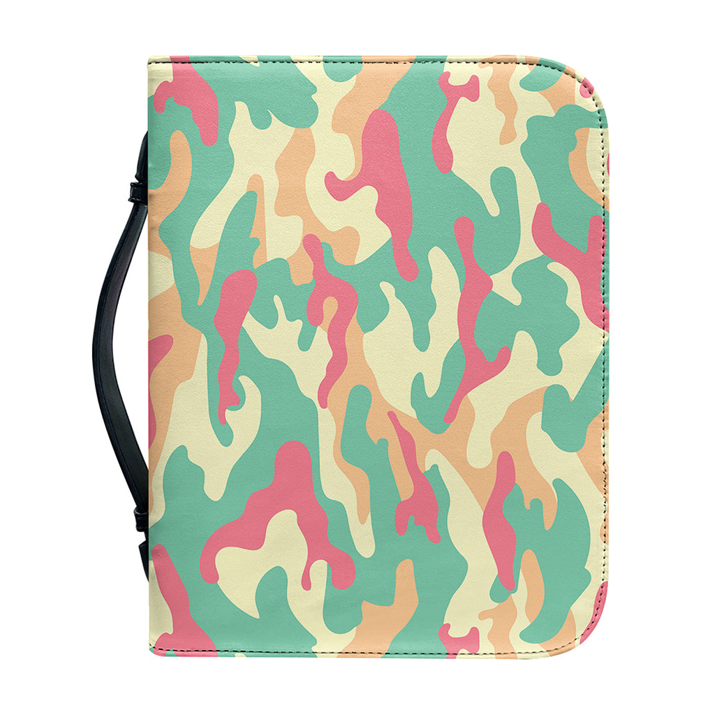 Pastel Camouflage Print Leather Bible Cover