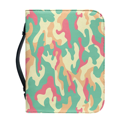 Pastel Camouflage Print Leather Bible Cover