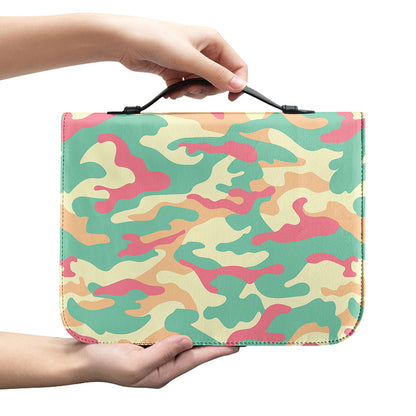 Pastel Camouflage Print Leather Bible Cover