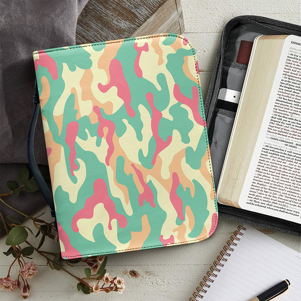 Pastel Camouflage Print Leather Bible Cover