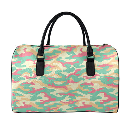Pastel Camouflage Print Leather Duffle Bag