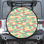 Pastel Camouflage Print Leather Spare Tire Cover