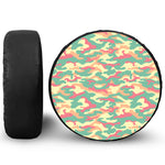 Pastel Camouflage Print Leather Spare Tire Cover