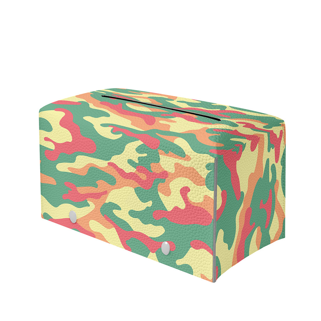 Pastel Camouflage Print Leather Tissue Box Cover