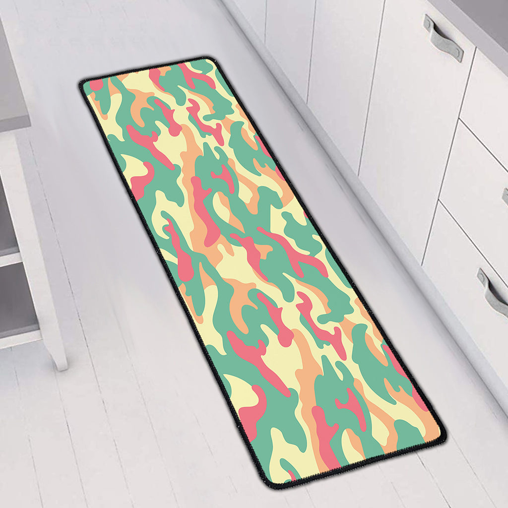Pastel Camouflage Print Long Kitchen Mat