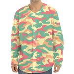 Pastel Camouflage Print Long Sleeve Baseball Jersey