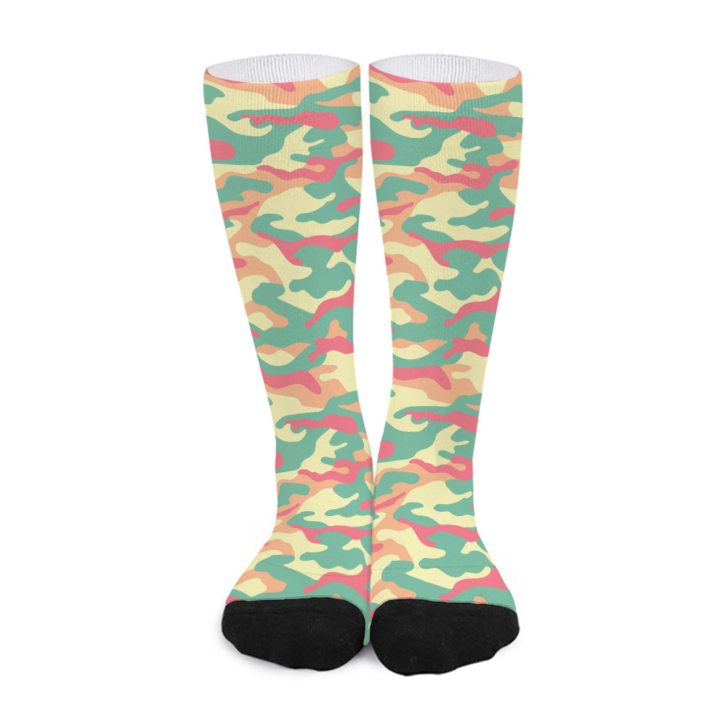 Pastel Camouflage Print Long Socks
