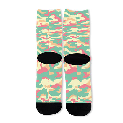 Pastel Camouflage Print Long Socks