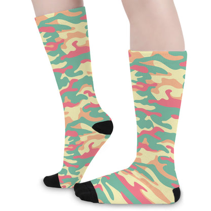 Pastel Camouflage Print Long Socks