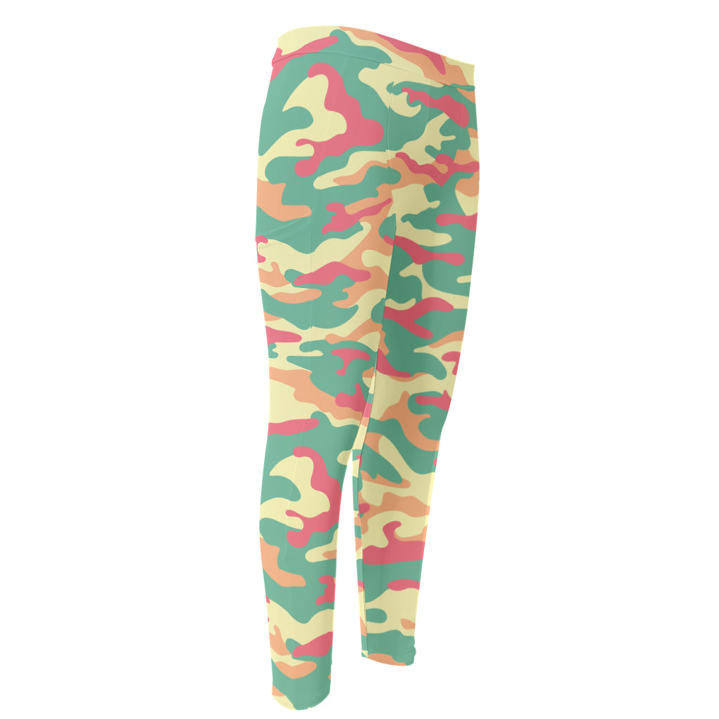 Pastel Camouflage Print Men's Compression Pants
