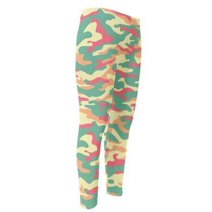 Pastel Camouflage Print Men's Compression Pants