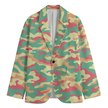 Pastel Camouflage Print Men's Cotton Blazer