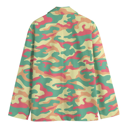 Pastel Camouflage Print Men's Cotton Blazer