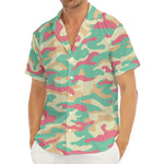 Pastel Camouflage Print Men's Deep V-Neck Shirt